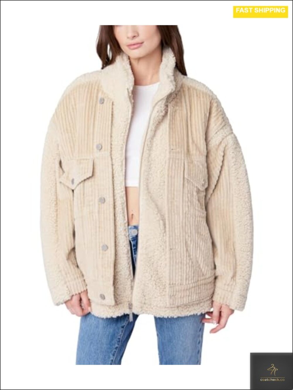 Cocoon Corduroy Sherpa Jacket Notch Collar